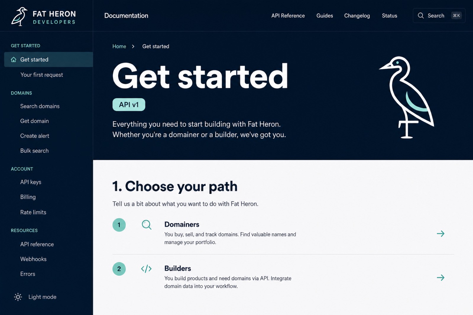 Fat Heron Get started docs hub overview